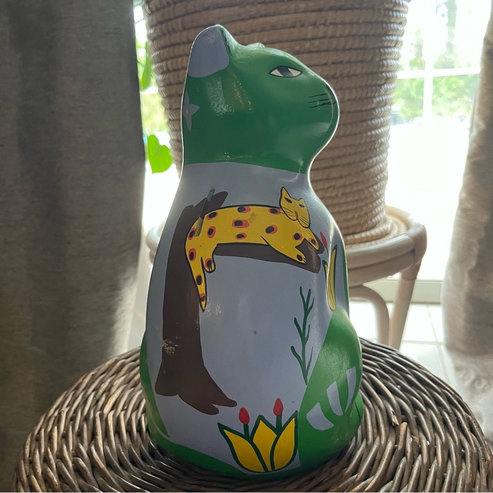Mexican pottery Tolavara Kitty cat piggy bank - Picture 9 of 13
